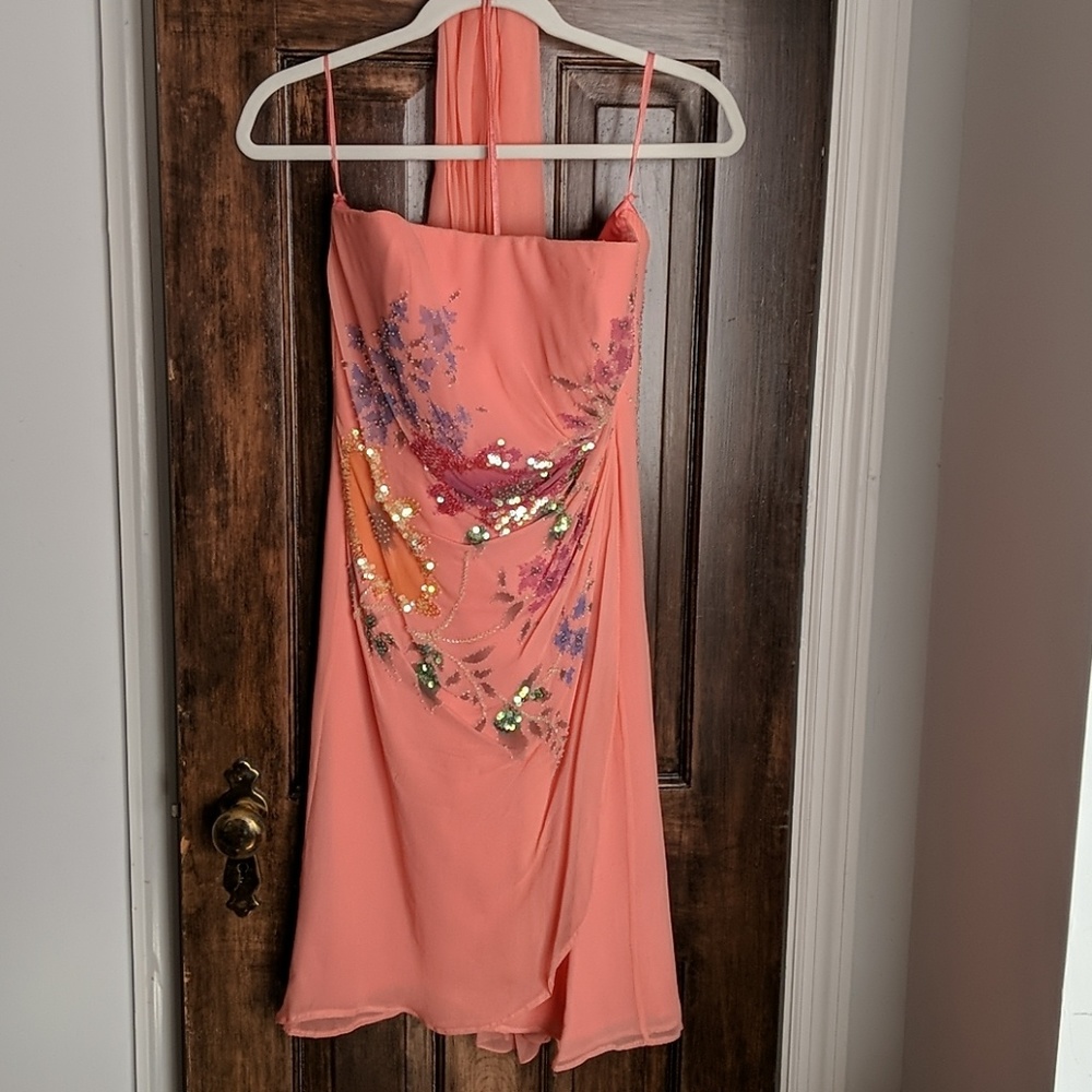 ❌SOLD❌ Jovani Dress Sz 8 Strapless Peach Beaded